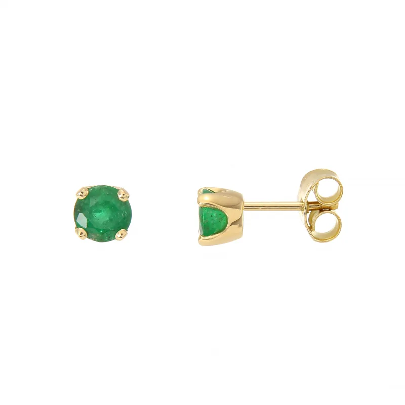 Boucles d'oreilles Emeraudes Vertes Rondes 5mm en Or Jaune 750 pour femme - Bijoux Trabbia Vuillermoz